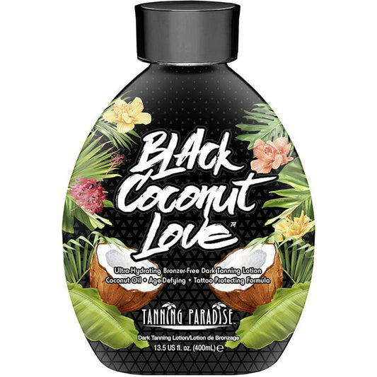 Tanning Paradise Black Coconut Love Tanning Lotion | Coconut Oil | Age-Defying | Tattoo Protecting Formula | Ultra Hydrating Dark Tanning Lotion, 13.5oz